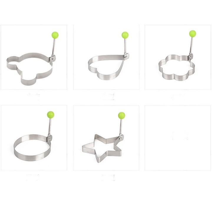 Combo 2 Khuôn Rán Trứng Ốp La, Bánh - Khay Chiên Tạo Nhiều Hình Cute Có Núm Cầm