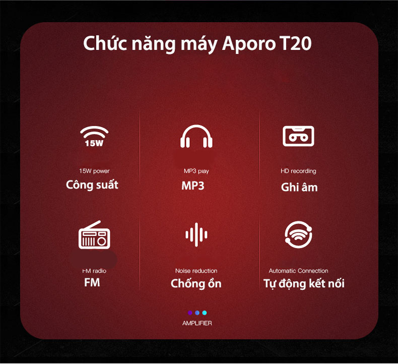 Máy trợ giảng Aporo T9 UHF bluetooth 4.0 ( tặng 1 túi đứng ) hàng nhập khẩu