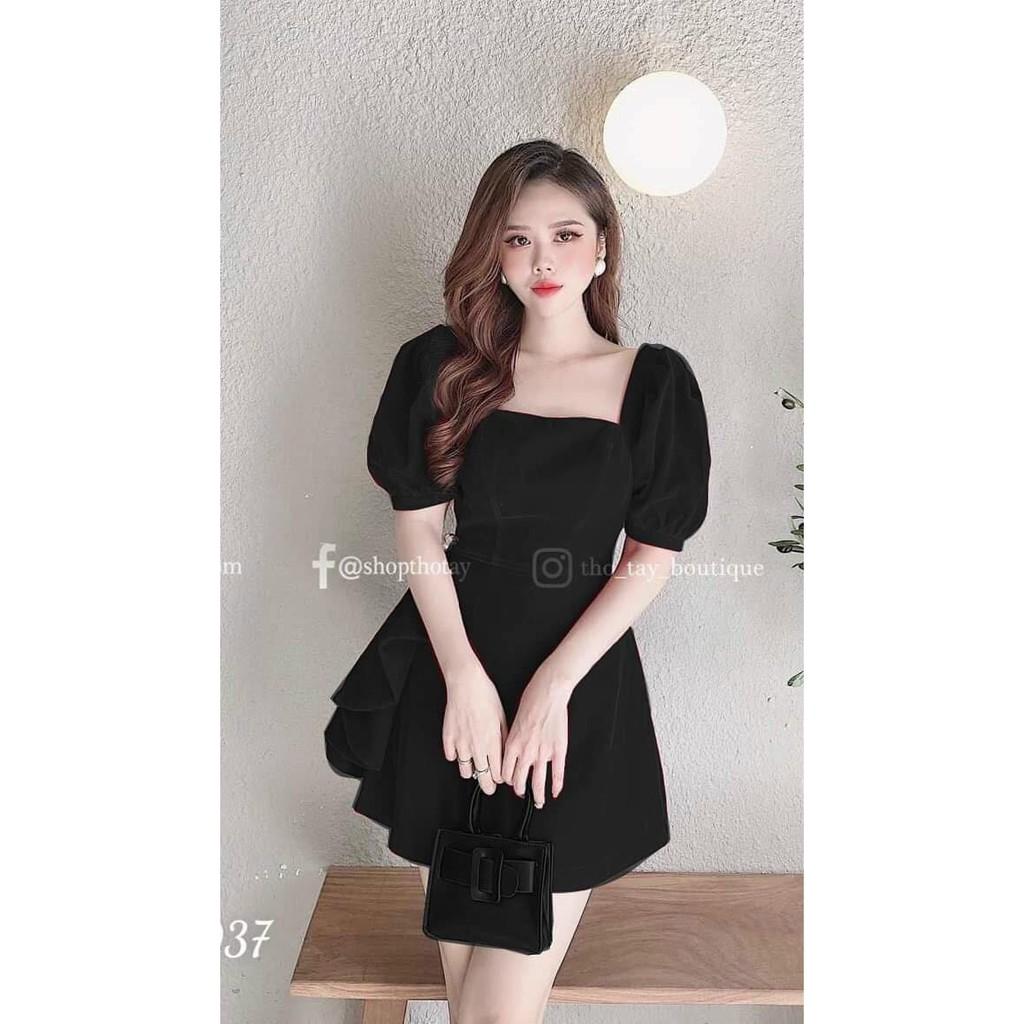 ĐẦM XÒE DỰ TIỆC CỔ VUÔNG XOẮN EO DỄ THƯƠNG
