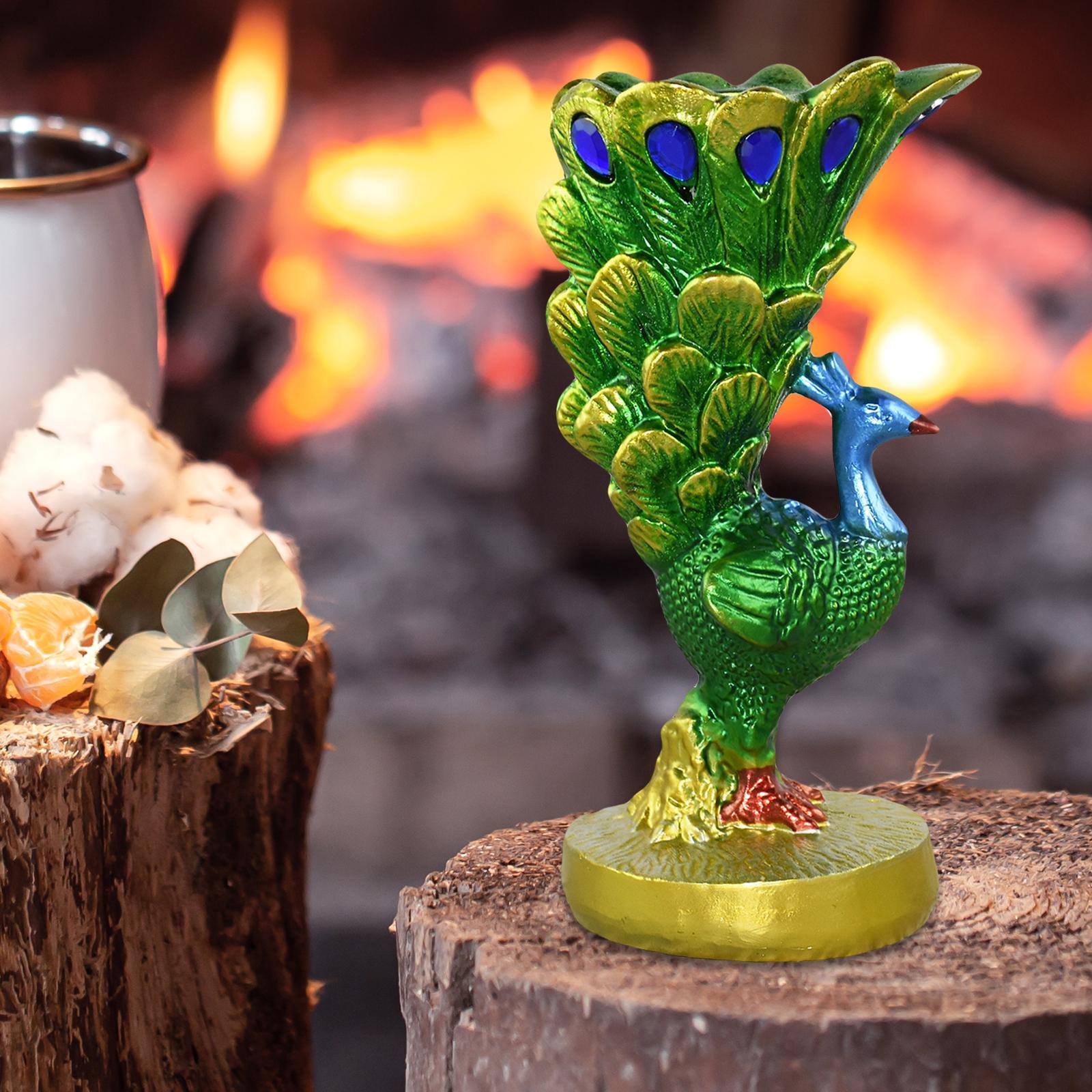 Lifelike Peacock Candle Holder Tealight Holder Miniature Statue for Ornament