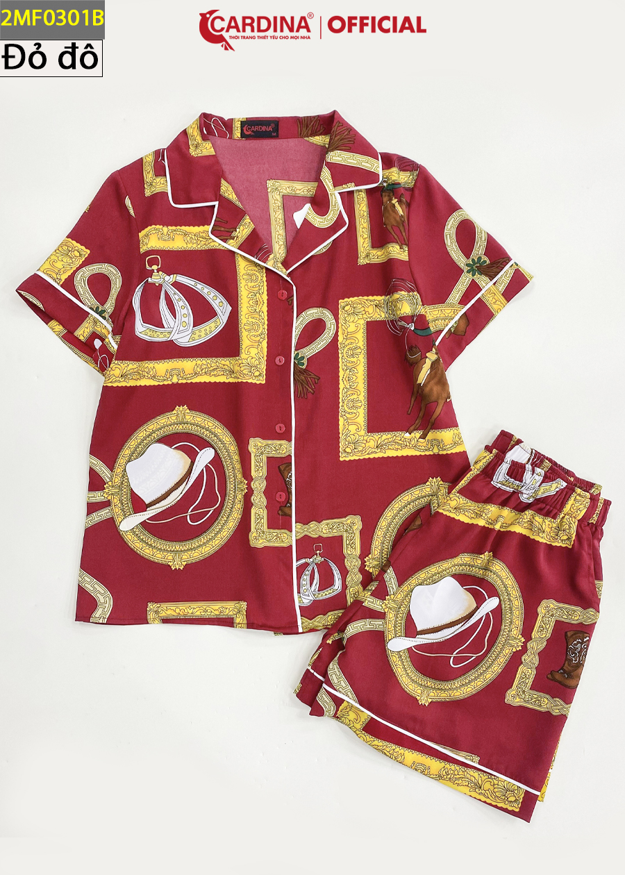 Đồ Bộ Pijama Nữ CARDINA Chất Lụa Mango Áo Cộc Tay Quần Đùi 2MF03