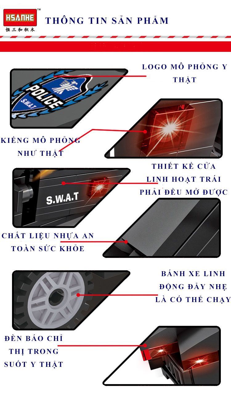 Bộ Đồ Chơi Lắp Ráp Xe Tuần Tra Cảnh Sát Đặc Nhiệm Dành Cho Trẻ Trên 6 Tuổi