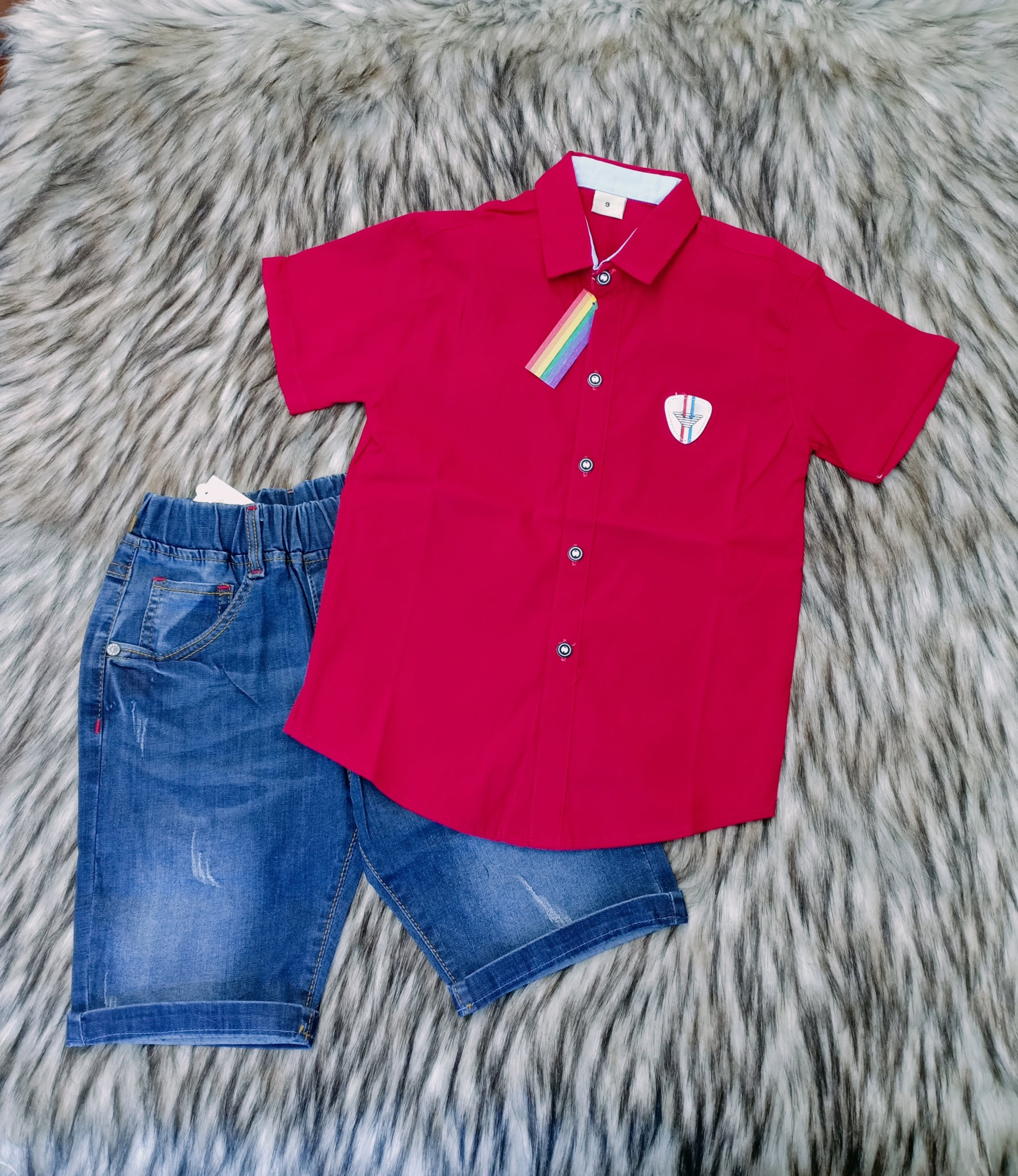 Set sơmi và quần jeans co giãn cao cấp(Màu áo ngẫu nhiên)