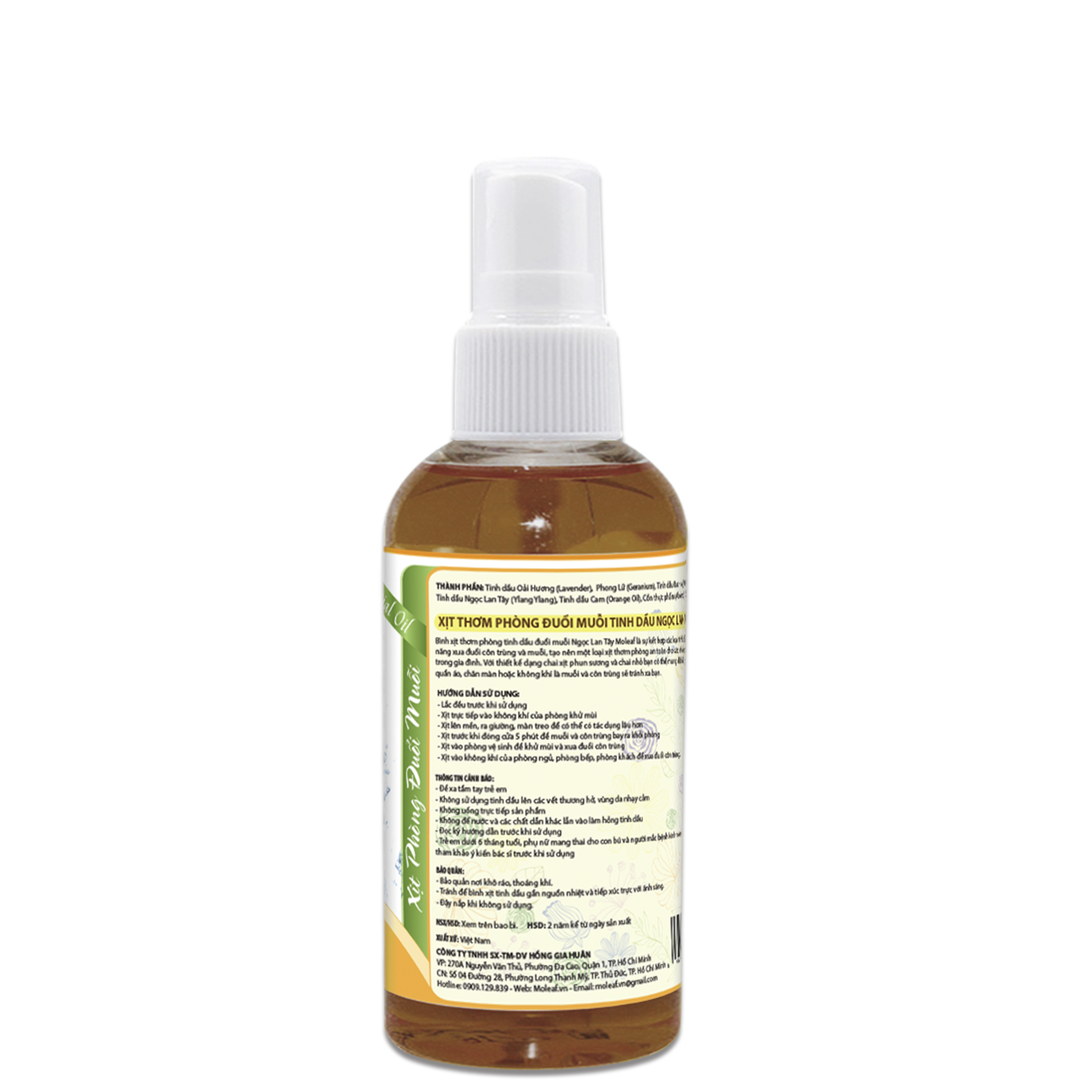 Xịt Thơm Phòng ĐUỔI MUỖI Moleaf Tinh Dầu Ngọc Lan Tây 250ml