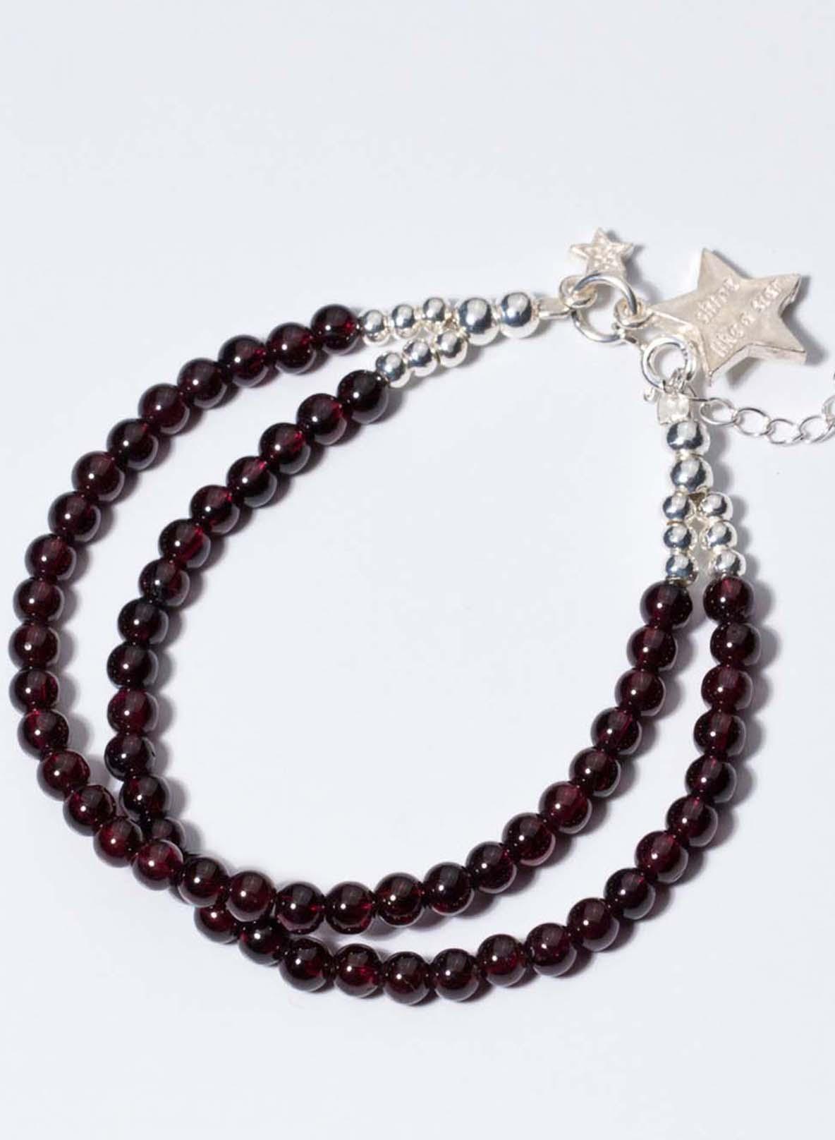 Vòng 2 line đá Garnet phối charm sao mệnh hỏa, thổ - Ngọc Quý Gemstones