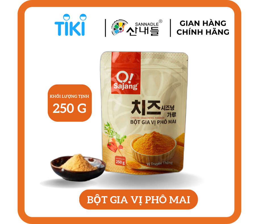 Bột gia vị Phô mai O!Sajang loại 250g - Dùng để lắc bánh gạo, lắc khoai lang, khoai tây