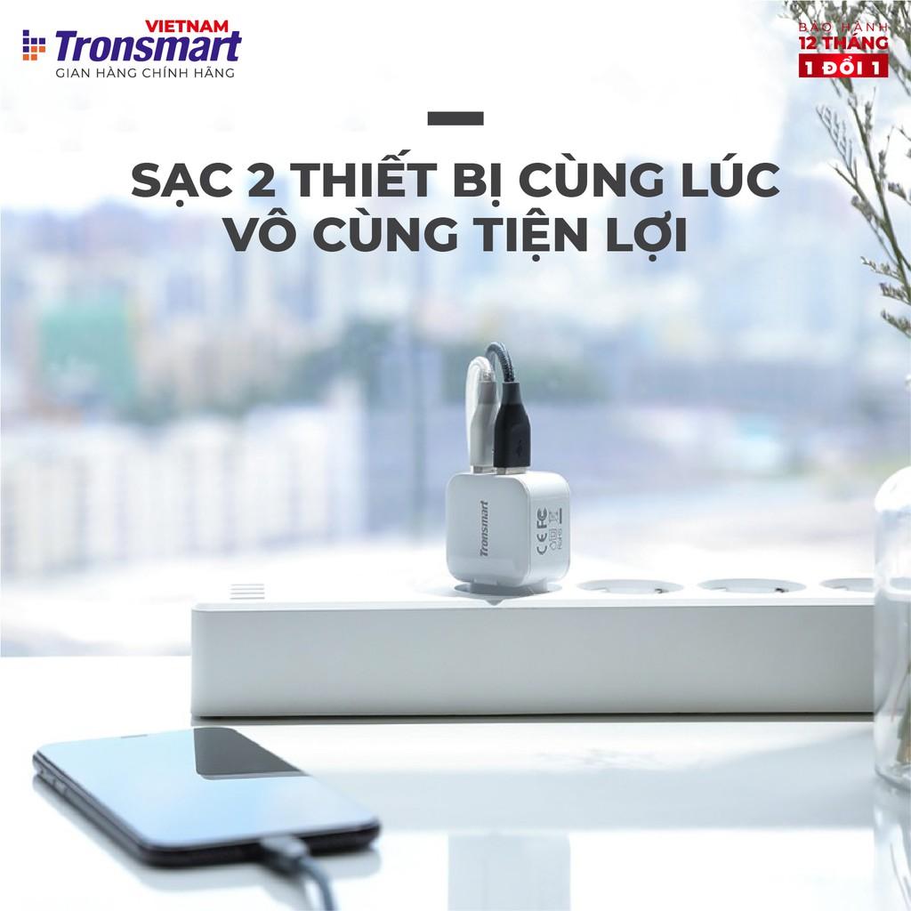 Củ sạc 2 cổng USB Tronsmart W02 công nghệ VoliQ 12W dòng 2.4A - Hàng chính hãng