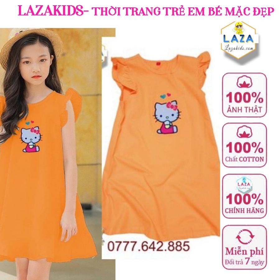 Váy đẹp mùa hè cho bé gái size đại tay bèo thun cotton 4 chiều mát đẹp hàng xịn đầm váy thiết kế LAZAKIDS