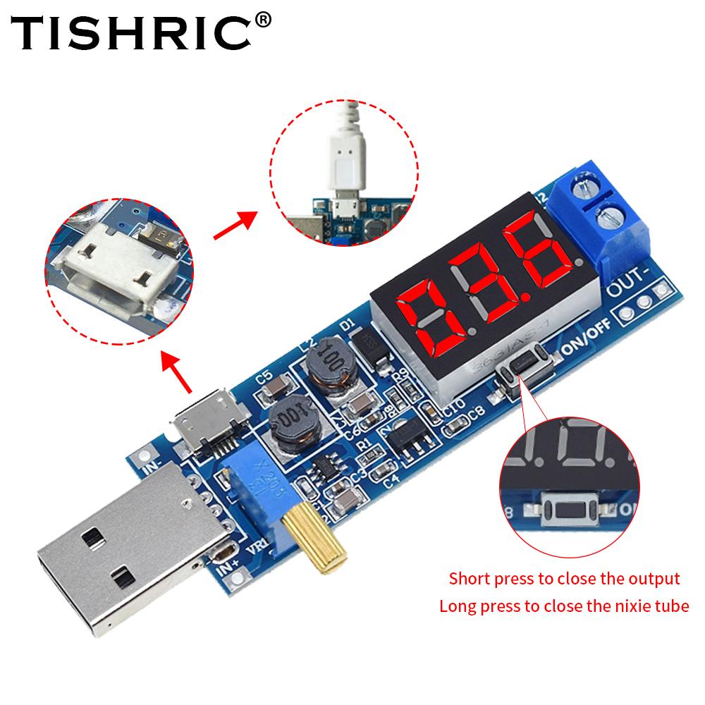 Tishric Boost Buck Converter usb Bước lên/xuống USB DC 5V đến 3,3V/12V USB Boost Nguồn cung cấp nguồn có thể điều chỉnh ra DC 1.2V-24V
