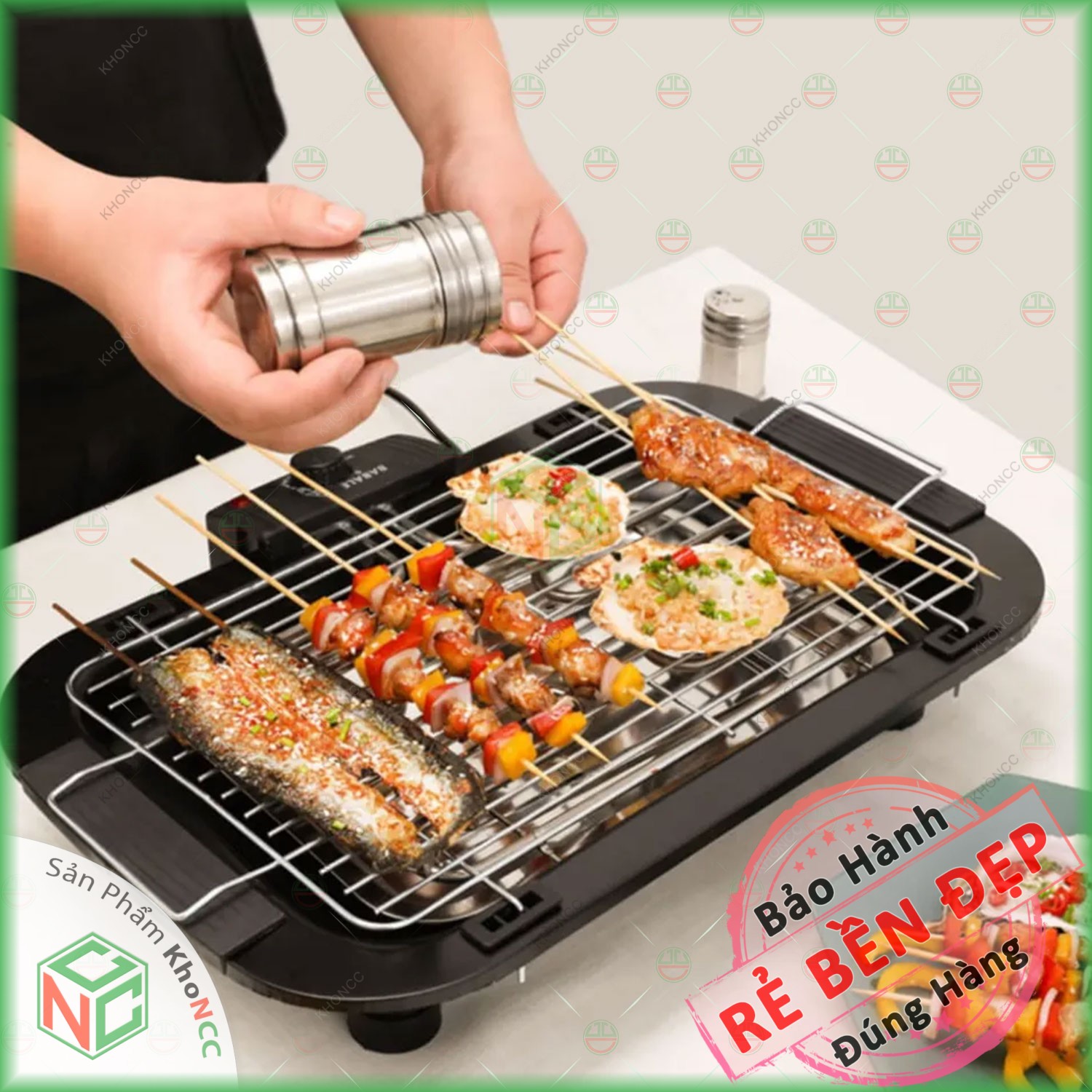 (Loại Tốt) Bếp Vỉ Nướng Điện Không Khói BBG KhoNCC - Electric BarBecue Grill 2000W - KPD-BEPDKK-425 - Hàng Chính Hãng