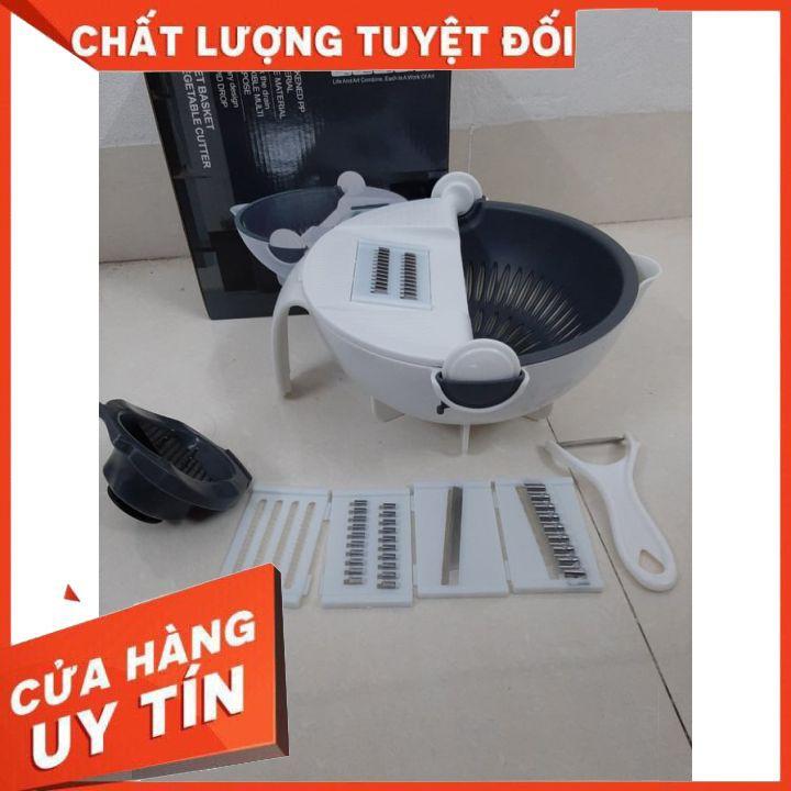 Bộ Nạo Rau Củ Đa Năng Kèm Rổ Đựng và Chậu 9 in 1, Bào Rau Củ Quả Tiện Lợi Kiểu Dáng Sang Trọng