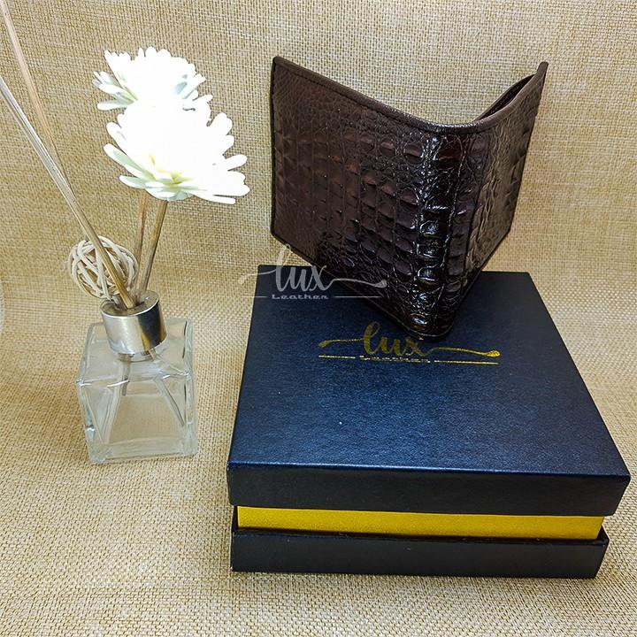 Ví Nam Da cá sấu LuxLeather LM1013 Một mặt - Kiểu ngang - Da Gù nguyên con