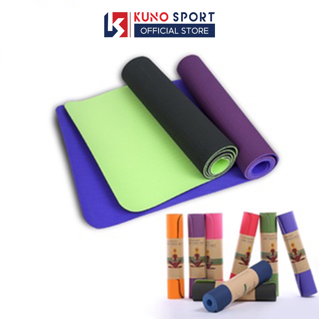 Thảm tập Yoga TPE 2lớp Chống Trượt độ dày 6mm cao cấp Kunosport