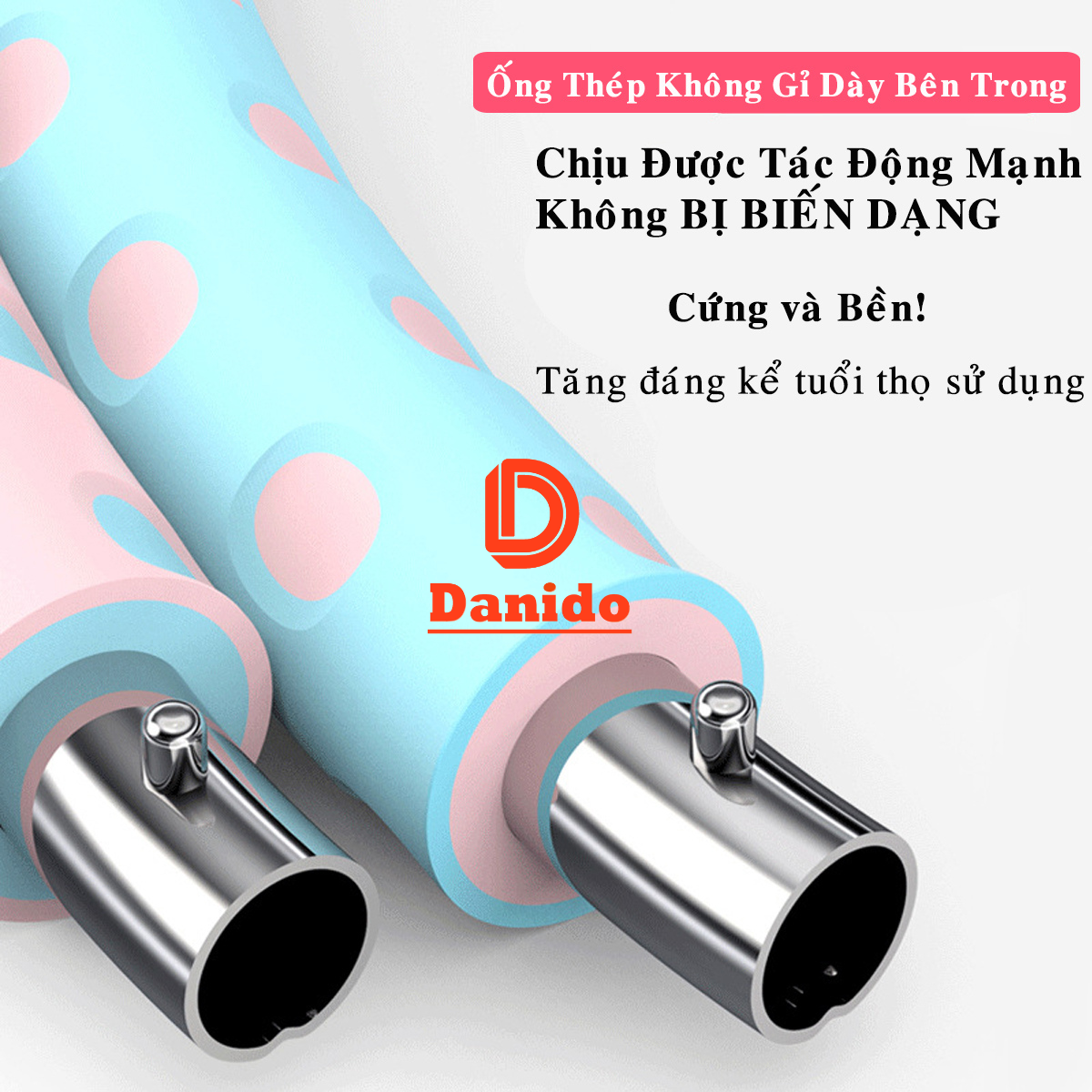 Vòng lắc eo giảm mỡ bụng ống thép cao cấp, Vòng lắc eo thon massage thế hệ mới bọc xốp tùy chỉnh độ nặng - Hàng chính hãng D Danido