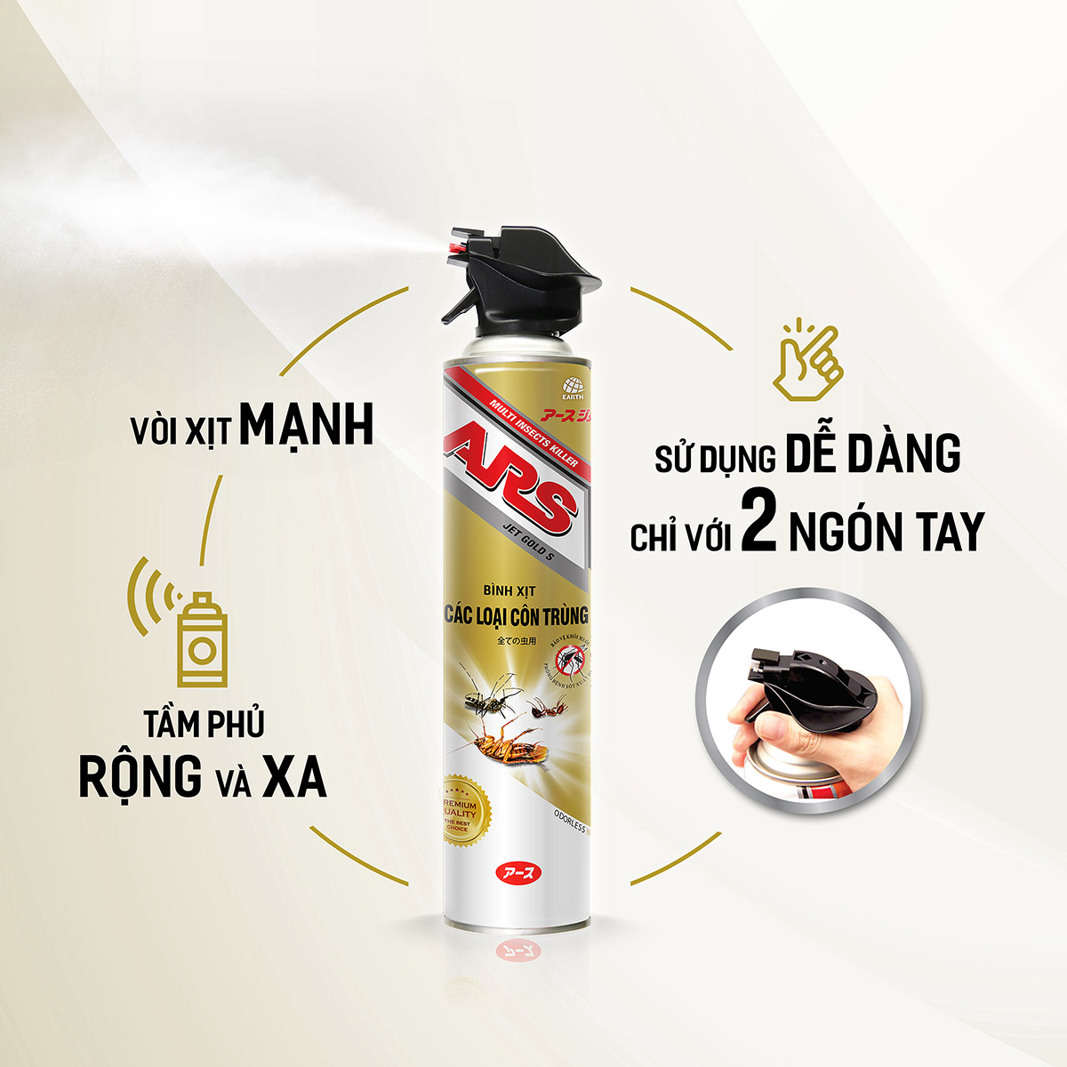 Bình xịt các loại côn trùng ARS Jet Gold S Hương Lavender 600ml