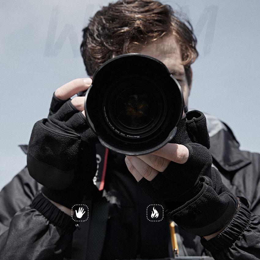 Thời Trang Mùa Đông Nam Găng Tay Cho Lạnh Tiện Lợi Ngoài Trời Flip Chụp Ảnh Chống Gió Fingerless Gloves Chất Lượng Cao Nam Găng Tay