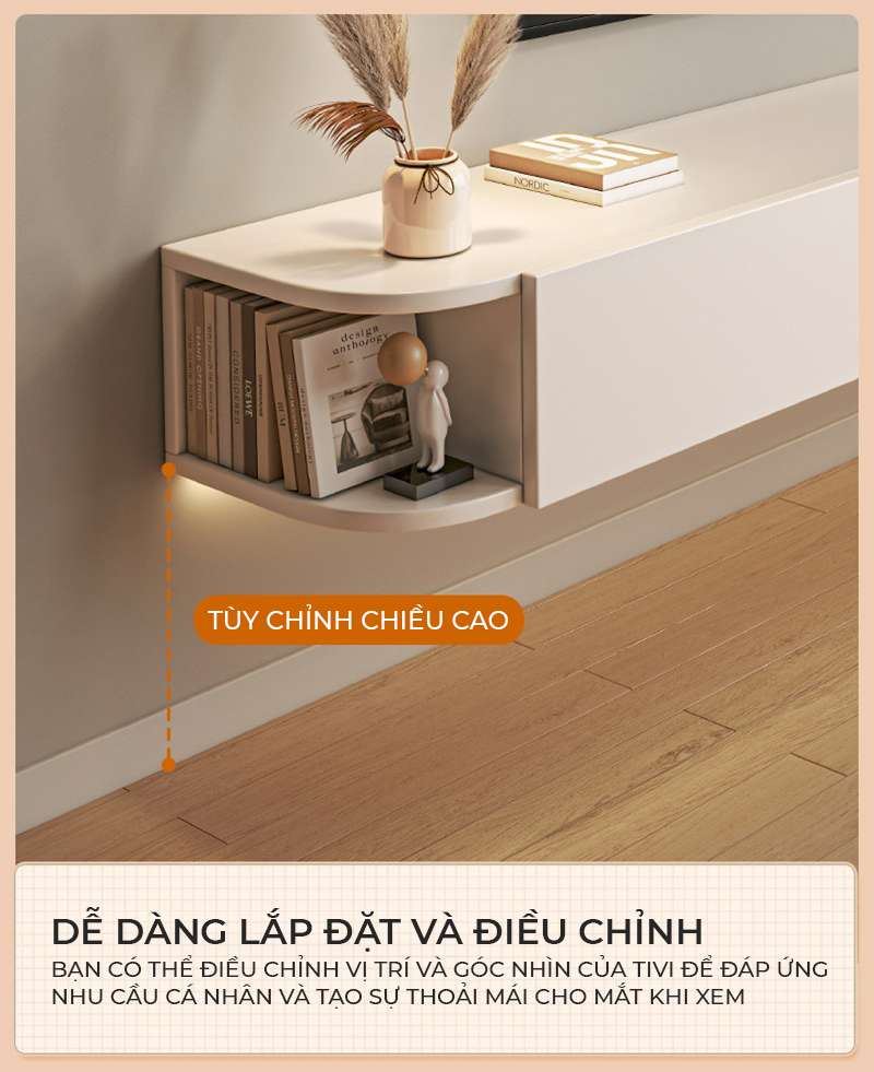 Kệ tivi treo tường thông minh thiết kế đẹp phong cách hiện đại thương hiệu IGA - GP326