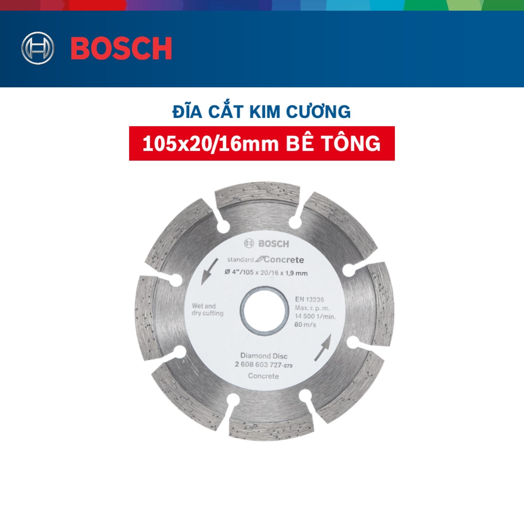 Đĩa cắt kim cương Bosch 105x20/16mm bê tông (Standard)