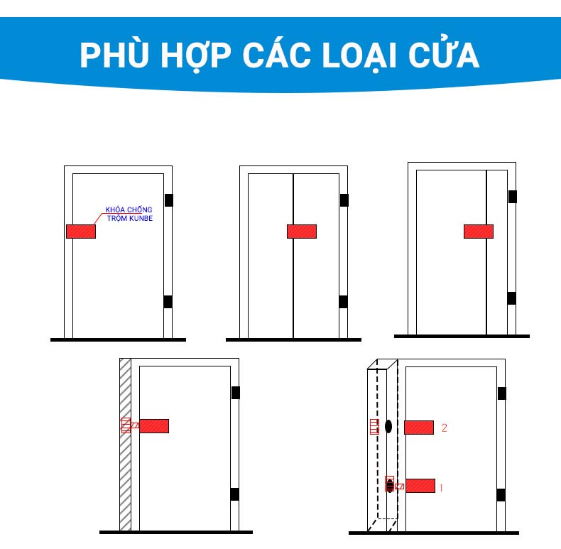 Chốt Cửa Chống Trộm Có Dây Xích KUNBE An Toàn Dạng Trượt Chắc Chắn Bảo Vệ Tốt Ngôi Nhà Của Bạn