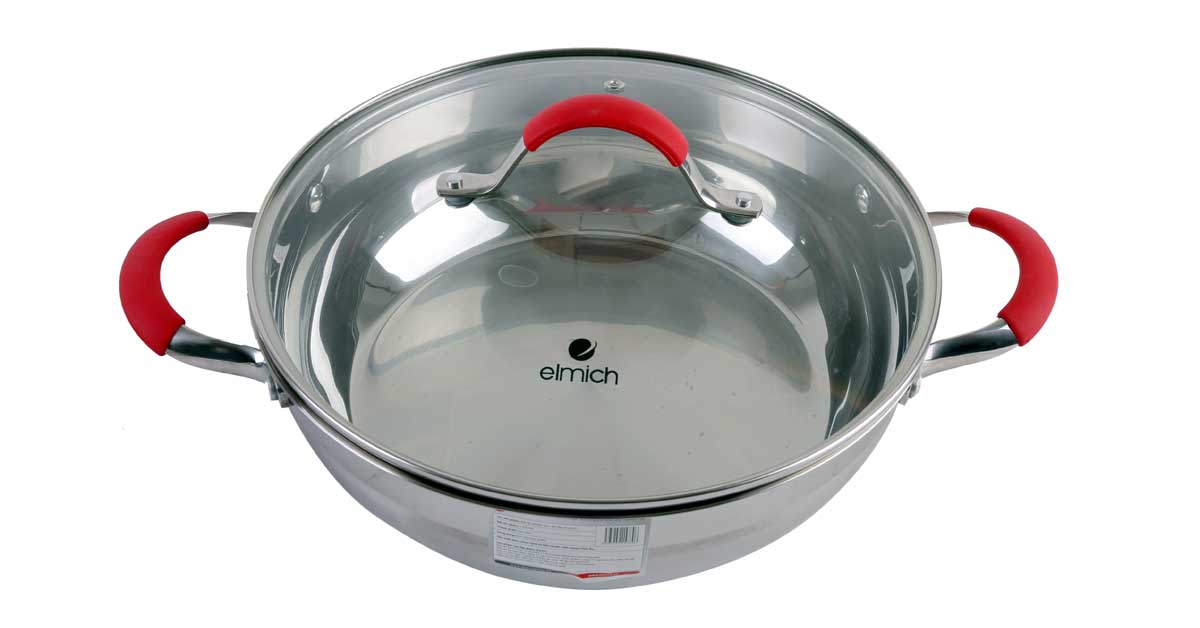 Nồi Lẩu Inox 304 Đáy Từ 5 Lớp Nắp Kính Elmich 2355789 28cm