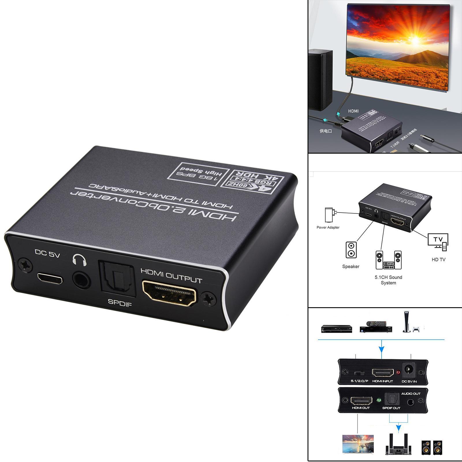 Audio Extractor Optical to 3.5mm Jack Adapter Support for Cinema