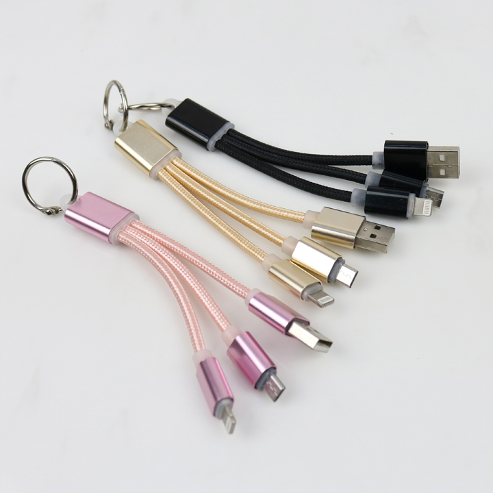 Dây sạc móc khóa 2 đầu lightning và micro usb