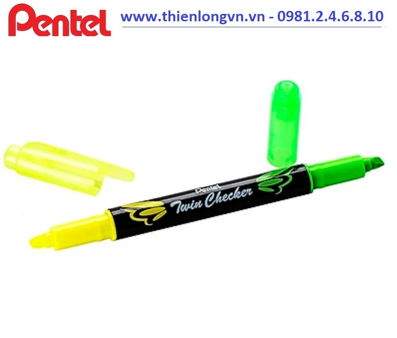 Bút nhớ dòng 2 đầu Pentel – SLW8 màu vàng - xanh lá