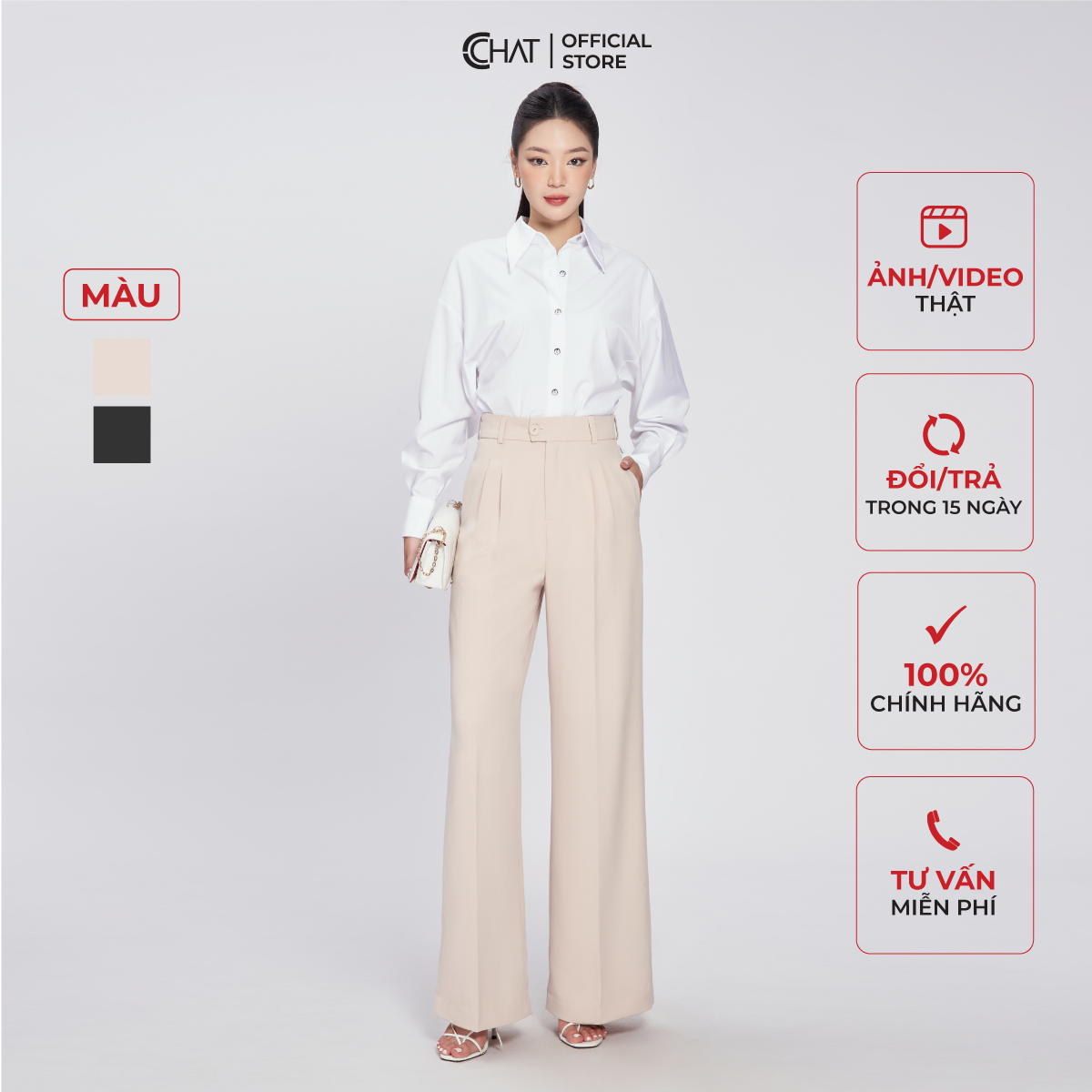 Quần Ống Rộng CCHAT Dáng Suông 2 Ly Chất Tuytsi Cao Cấp Mềm Mịn 53QDS2013ST