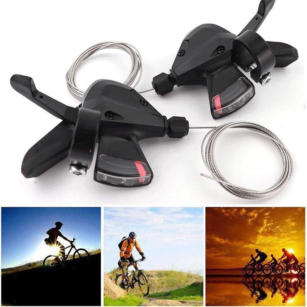 2pcs 3 / 8 Speed Switch MTB Bicycle Shifter Levers Brake With Shift Cable Bike Cycling Disc Handle Bicycle Accessories Hot