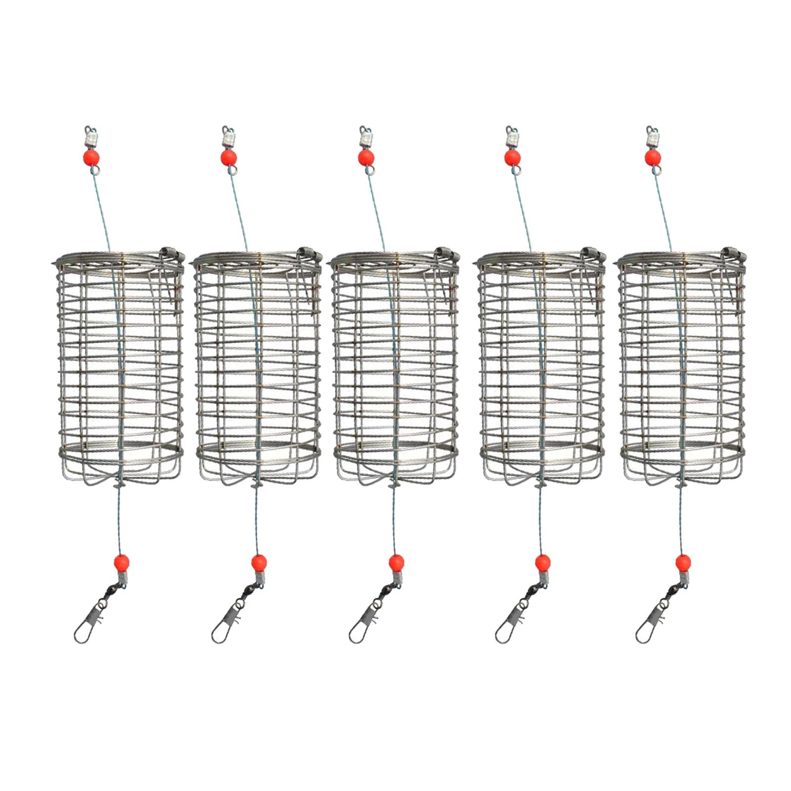 5pcs Carp Fishing Bait Trap Cage Feeder Basket Holder, Anti-rust Coarse Lure Feeder Carp Small Fishing Tackle Kit for Shrimp Carp Crayfish Crab