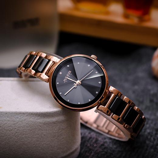 Đồng Hồ Nữ Chính Hãng Julius Cao Cấp Dây Thép Kim Loại Chống Nước Kính Khoáng Đường Kính 30mm JA-1209D