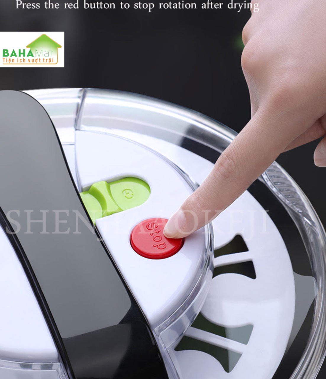 CHẬU ĐA NĂNG RỬA VÀ QUAY VẮT KHÔ RAU CỦ QUẢ THEO NGUYÊN LÝ ĐÒN BẨY có thể xoay nhiều món salad và rau tại cùng thời gian, tay nắm ấn đẩy có thể dễ dàng làm sạch và làm khô rau.