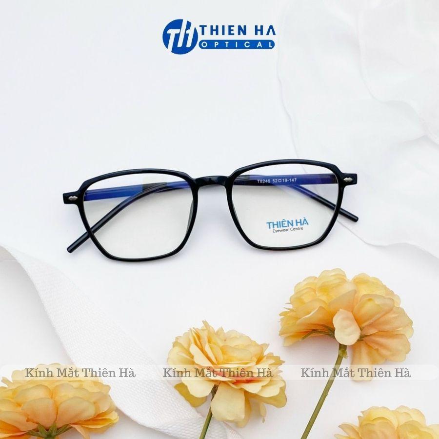 Gọng kính nam nữ vuông Thiên Hà Optical chất liệu nhựa cao cấp gọng cốt thép chắc chắn trẻ trung hợp cả cận nặng TH8246