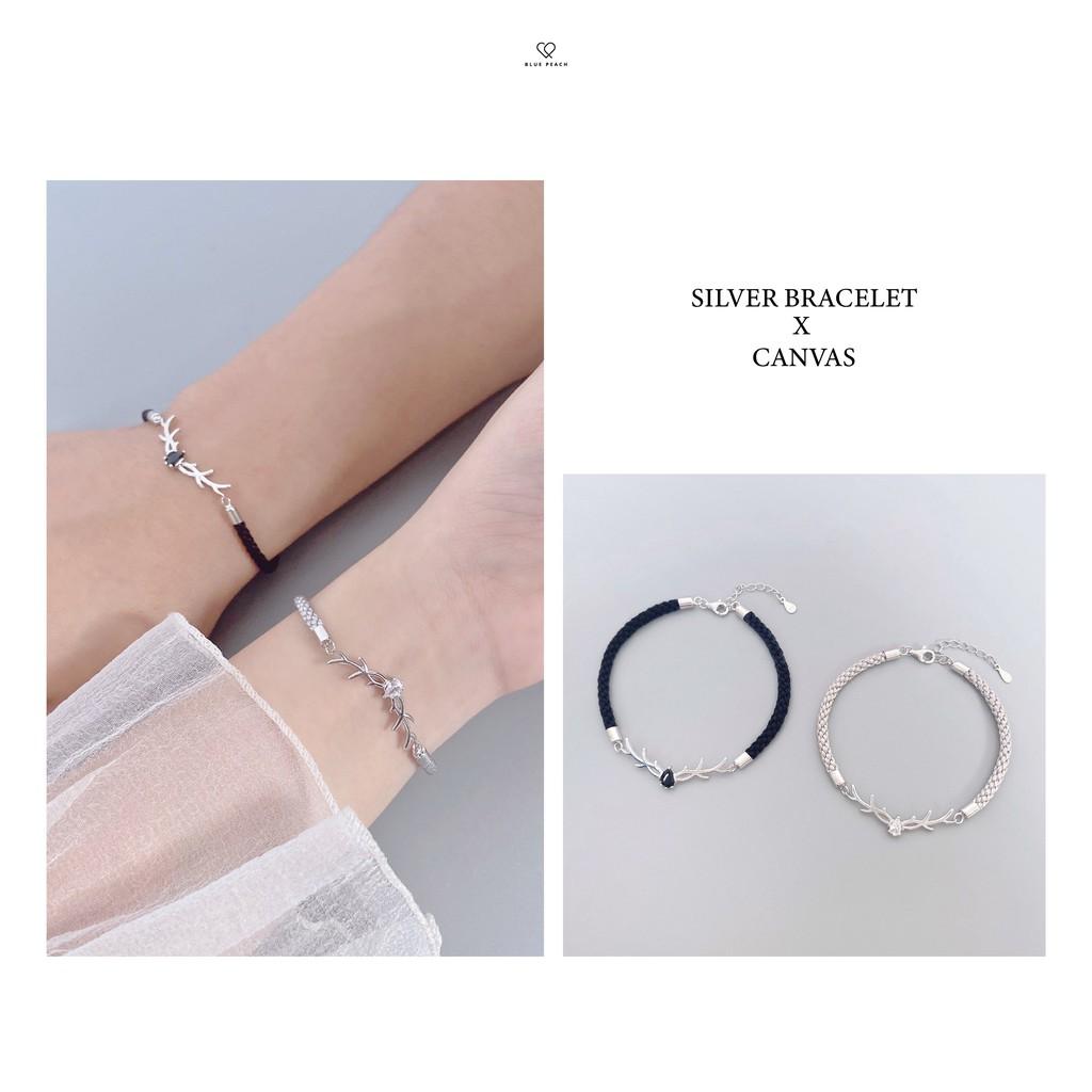 Lắc Tay Đôi Bạc Blue Peach Sừng Hươu LTD022