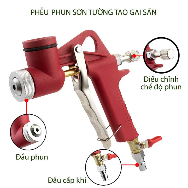 Phễu phun gai sần phun giả đá, phun sơn phủ tạo sần bằng hợp kim nhôm, bình nhựa ABS 3 lít