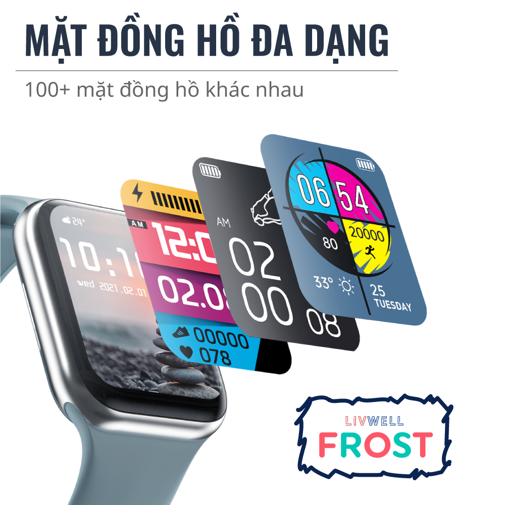 Đồng hồ thông minh LivWell Frost - Hàng Chính Hãng - Bảo Hành 12 Tháng 1 Đổi 1 - XÁM LẠNH