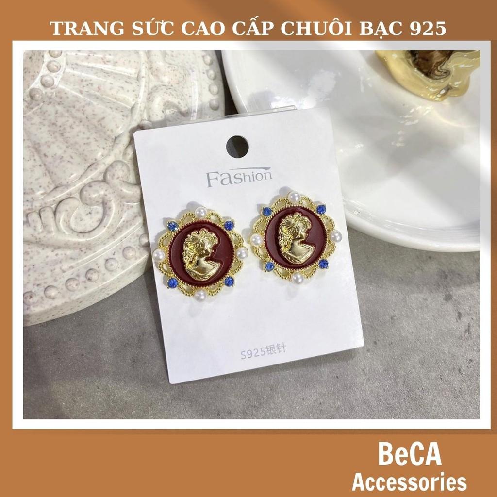 Khuyên tai nữ mặt trònFREE SHIPBông tai nữ sát tai đính ngọc - Hoa tai nữ chuôi bạc 925
