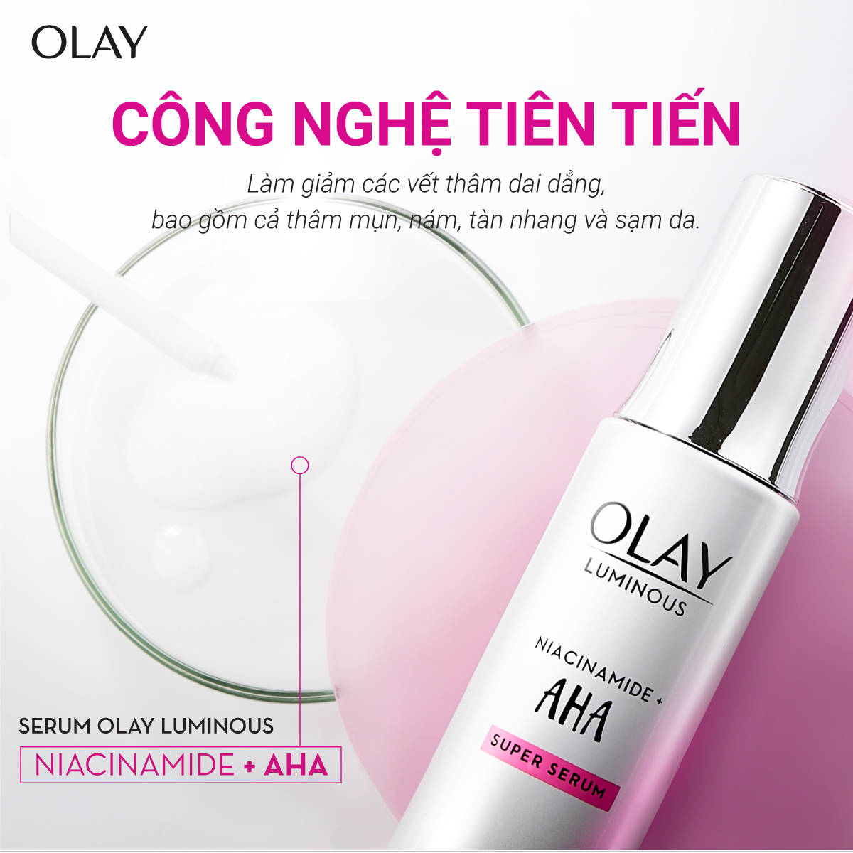 Kem Dưỡng OLAY Luminous Niacinamide Kết Hợp AHA Dưỡng Trắng Da Ngừa Thâm Nám 50g