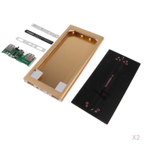 2 Pieces 2 in 1 Solar Charger Power Bank 10000mAh Battery for Phone Gold