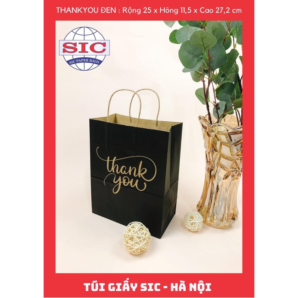 Set 20 túi giấy KRAFT ThankYou in đen nền bệt size M có quai