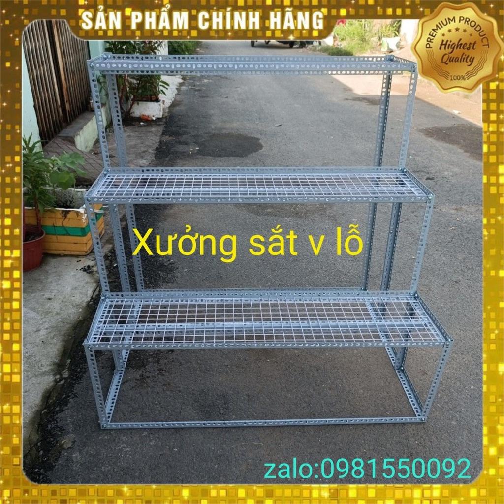 Kệ bậc thang v lỗ 3 bậc khung V3x3cm Nhiều độ cao kích thước