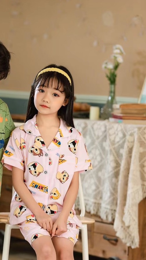 Bộ Pijama cộc tay hình sóc xuất Hàn bé gái 2-14 tuổi