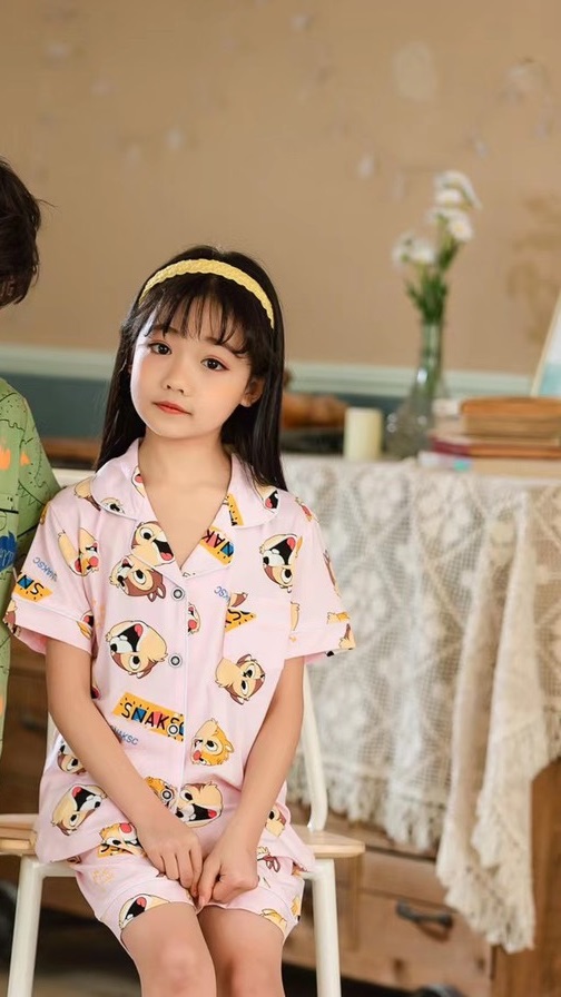 Bộ Pijama cộc tay hình sóc xuất Hàn  bé gái 2-14 tuổi