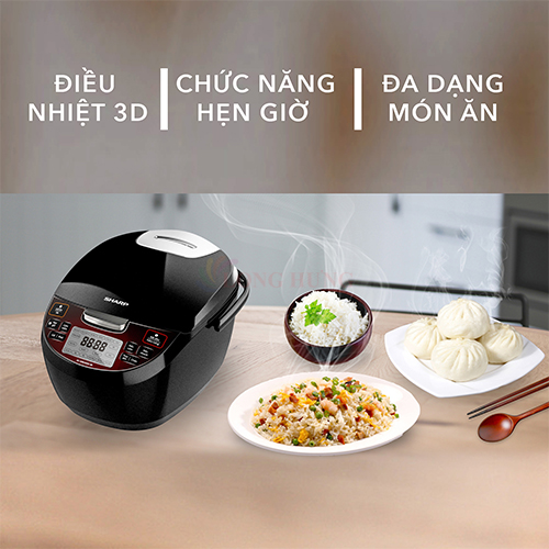Nồi cơm điện tử Sharp 1.8 lít KS-COM193EV-BK - Hàng chính hãng
