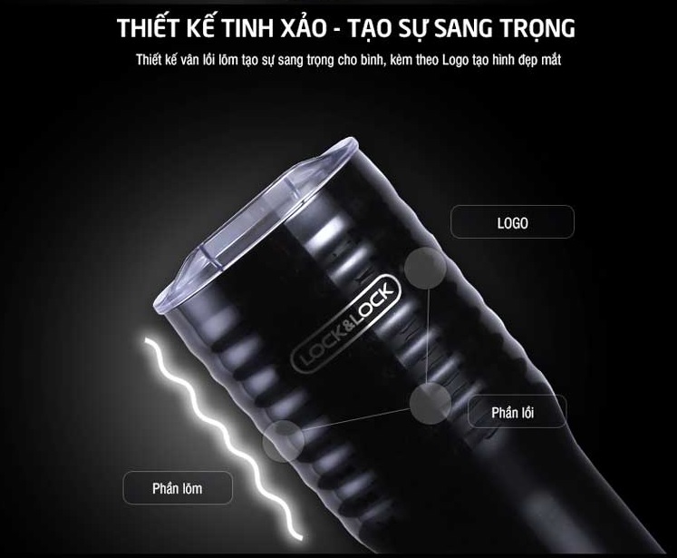 Ly Giữ Nhiệt Wave Tumbler 750ml Lock&amp;Lock LHC4148 (Đen, Đỏ) - Hàng Chính Hãng