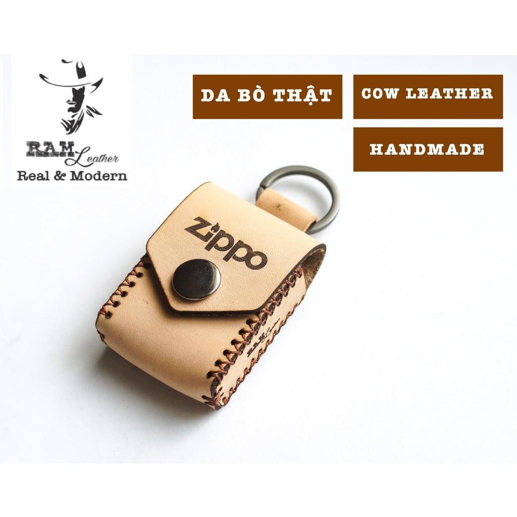 Bao zippo da bò vegtan thảo mộc Ý có móc khóa - RAM Leather