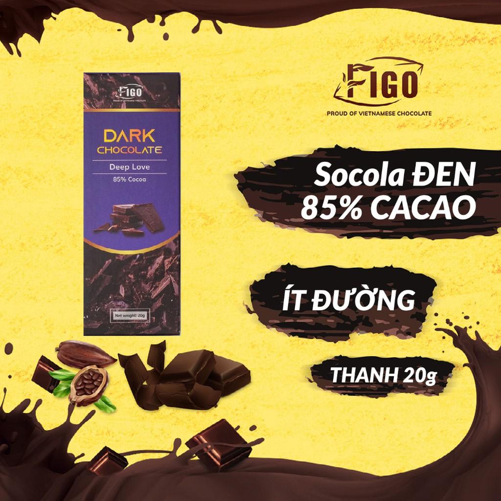 Dark Chocolate 85% cacao ít đường 20g ăn kiêng FIGO VIET NAM ( KETO, DAS, DIET )