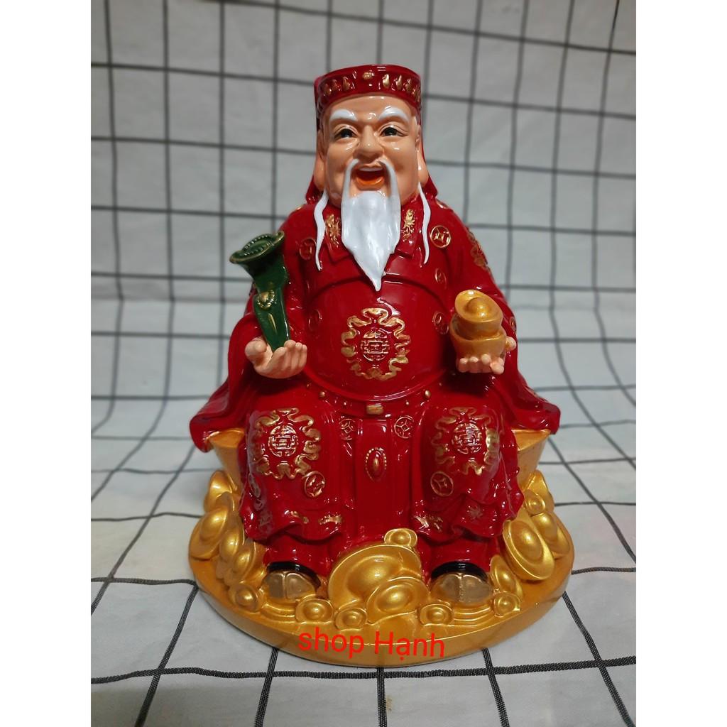 Ông Địa Thần Tài áo đỏ ngồi thỏi vàng đế tròn