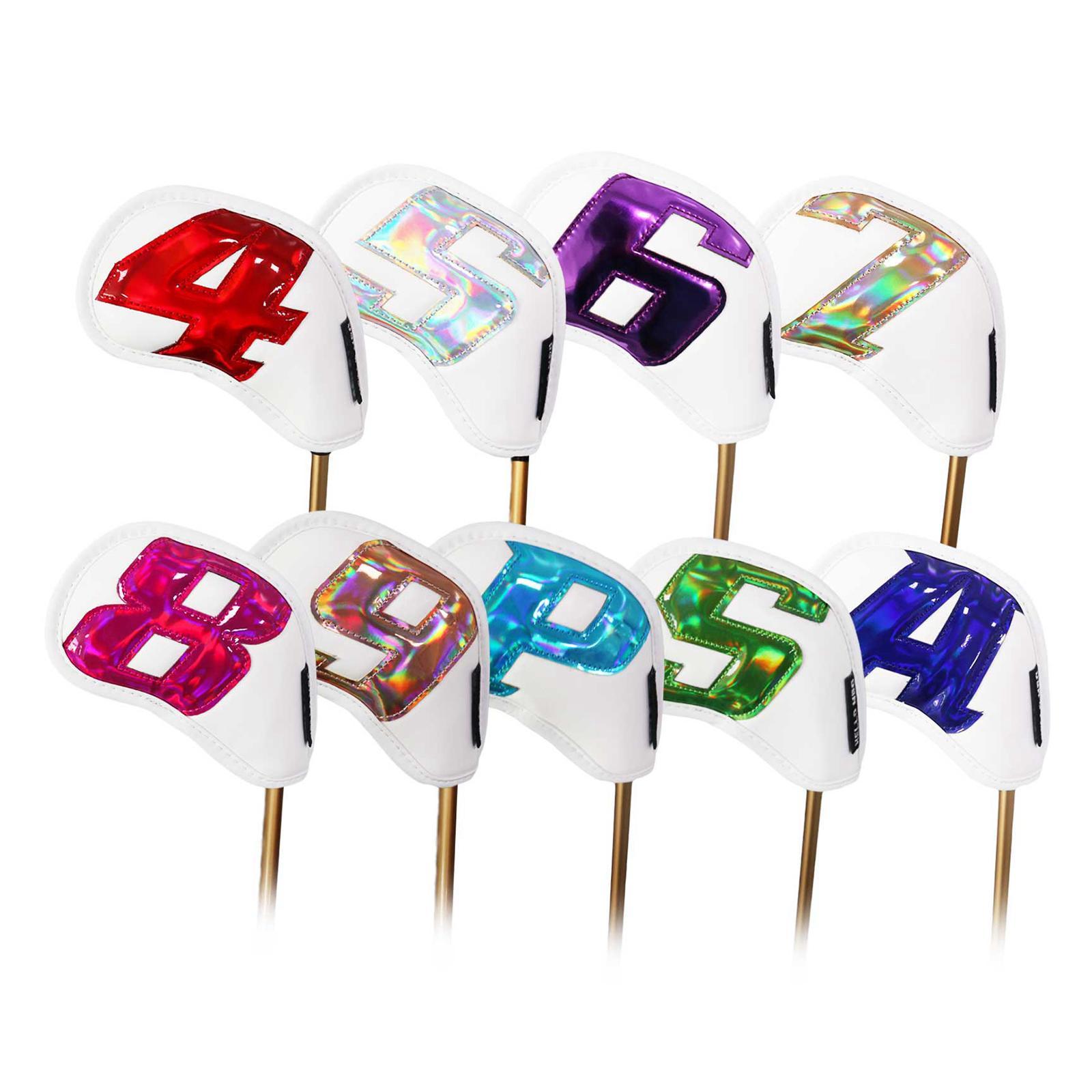 9x Golf Iron Head Cover Club Headcover Anti- Covers White