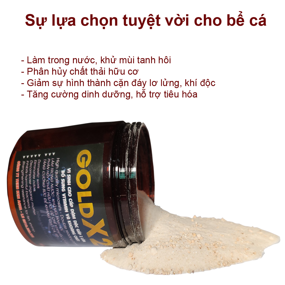 Men vi sinh Gold x2 150GR đậm đặc cao cấp, bổ sung Vitamin và khoáng chất, làm trong nước, khử tanh, phân hủy thức ăn dư thừa bể cá